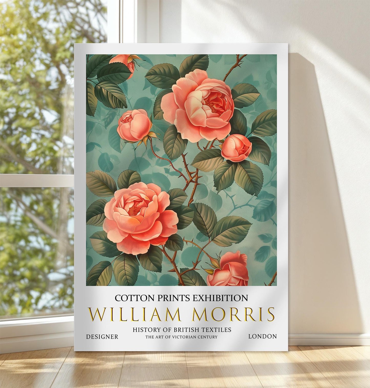 William Morris Canvas, William Morris Exhibition Print on Canvas, William Morris Print, Textile Canvas, Floral Wall Art, Roses Canvas