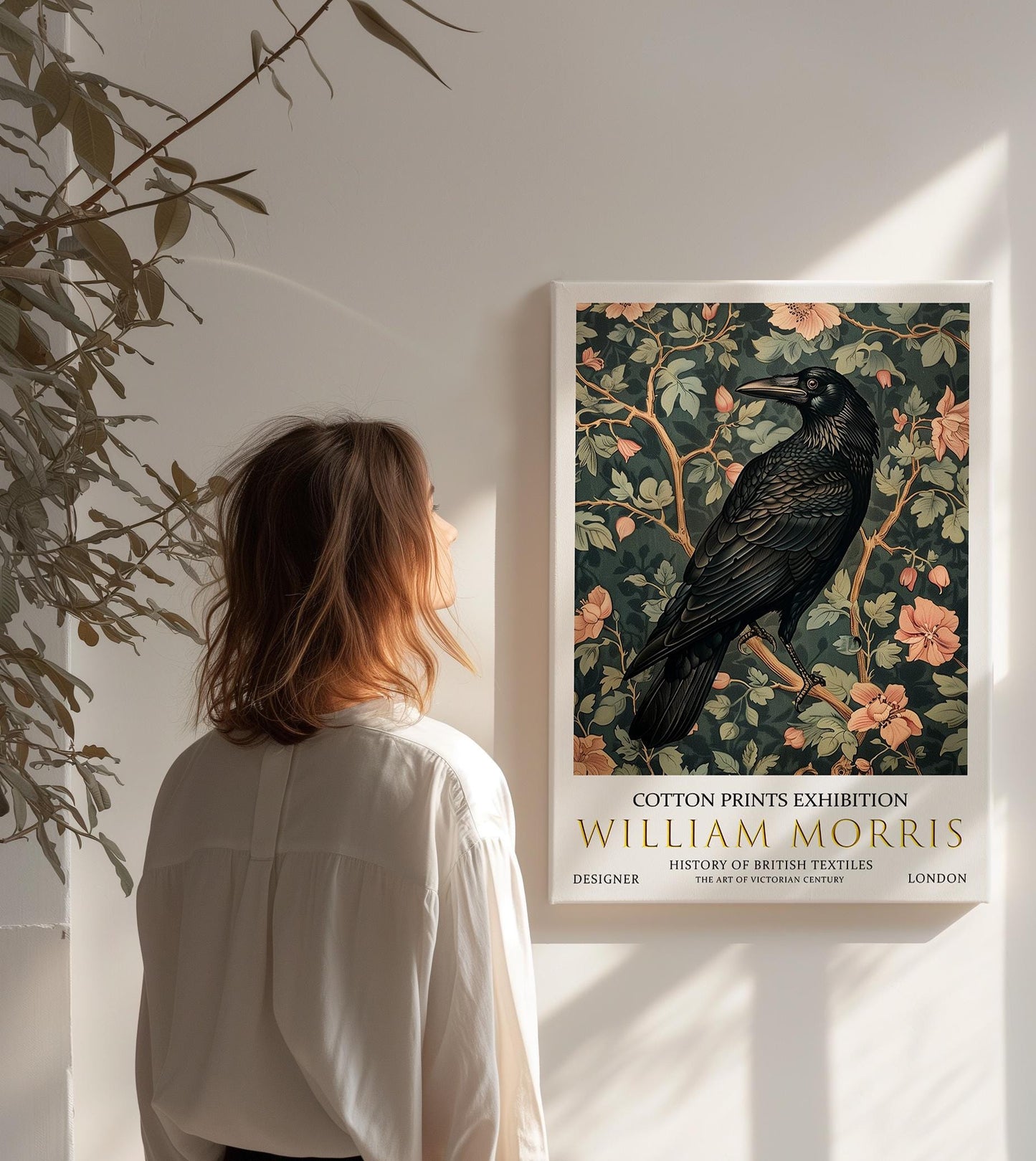 William Morris Canvas, William Morris Exhibition Print on Canvas, William Morris Print, Floral Canvas, Textile Wall Art, Raven Canvas