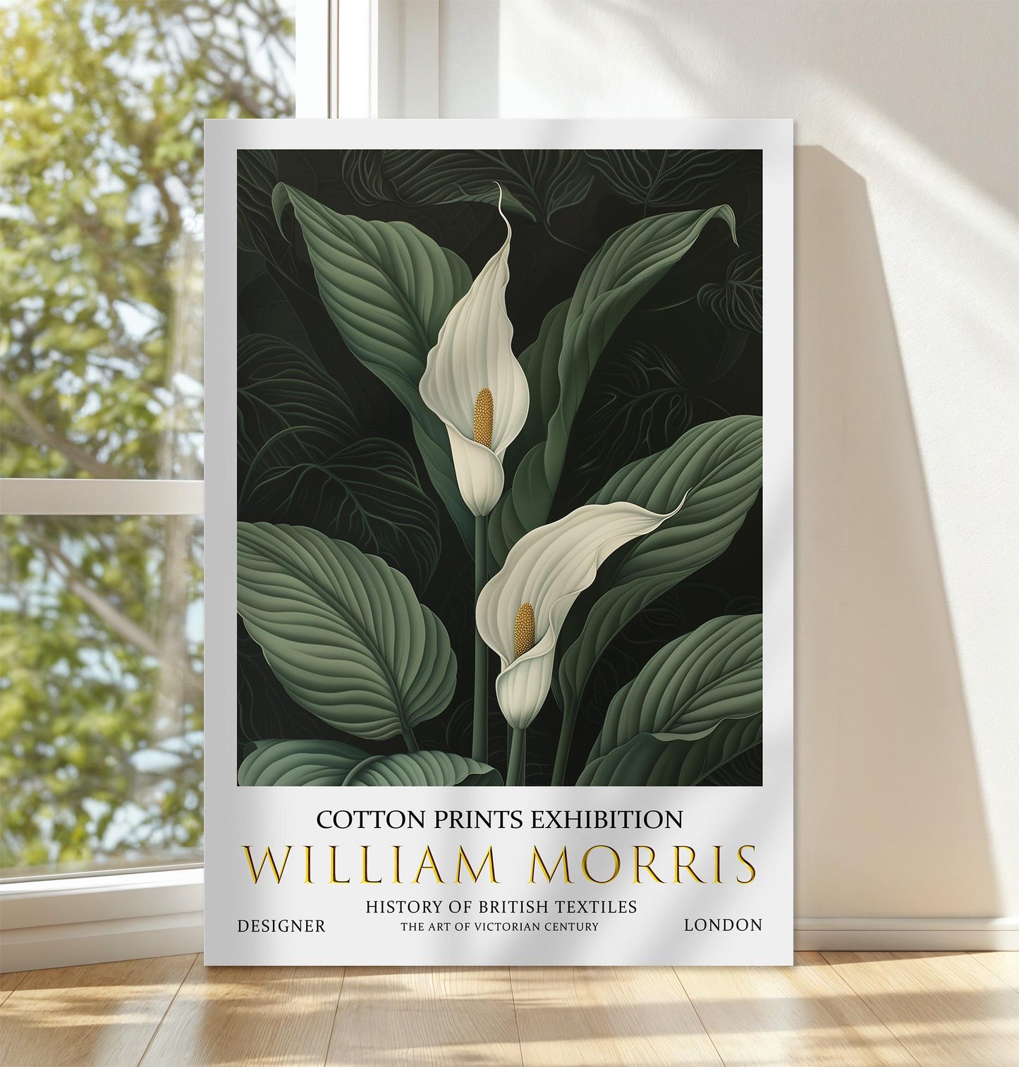 William Morris Canvas, William Morris Exhibition Print on Canvas, William Morris Print, Textile Canvas, Floral Wall Art, Peace Lily Canvas