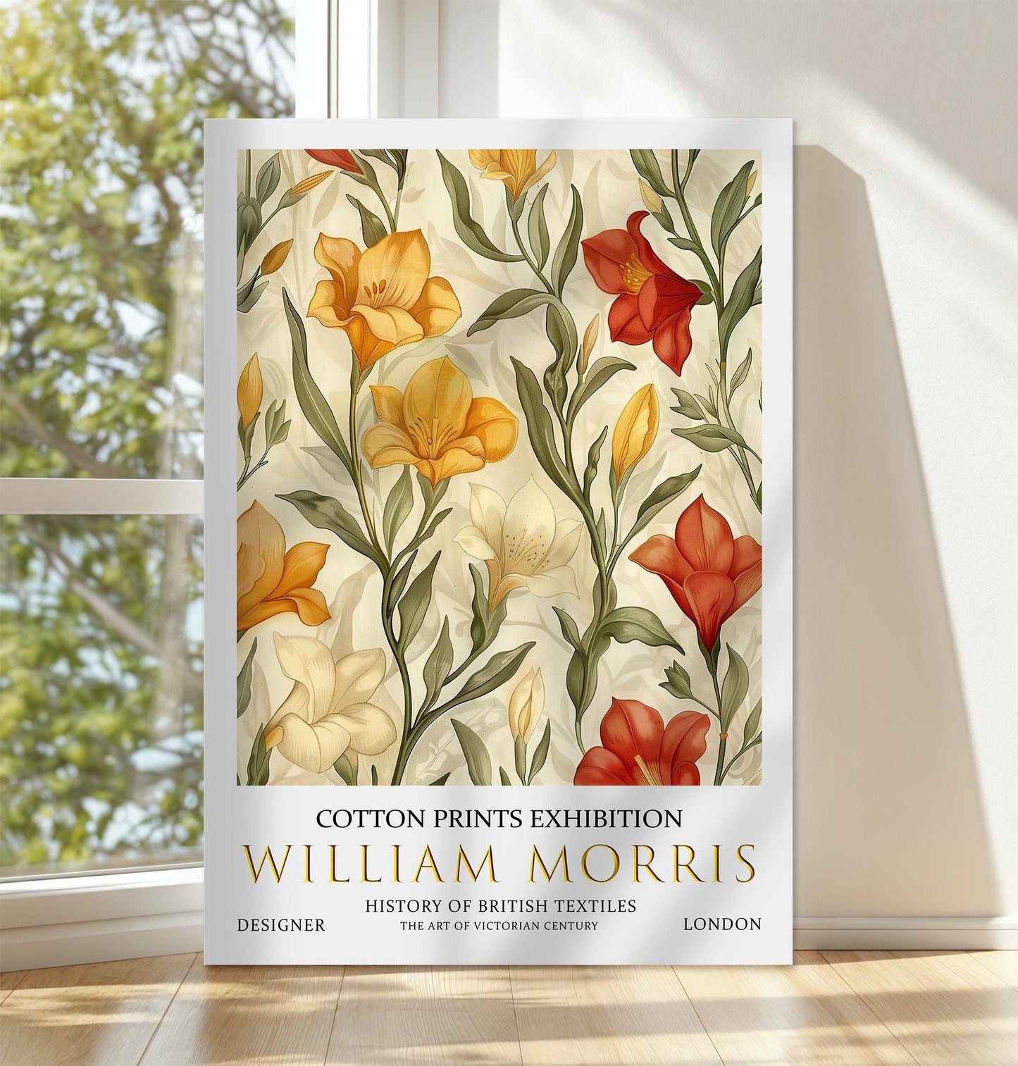 William Morris Canvas, William Morris Exhibition Print on Canvas, William Morris Print, Floral Canvas, Textiles Wall Art, Flowers Canvas