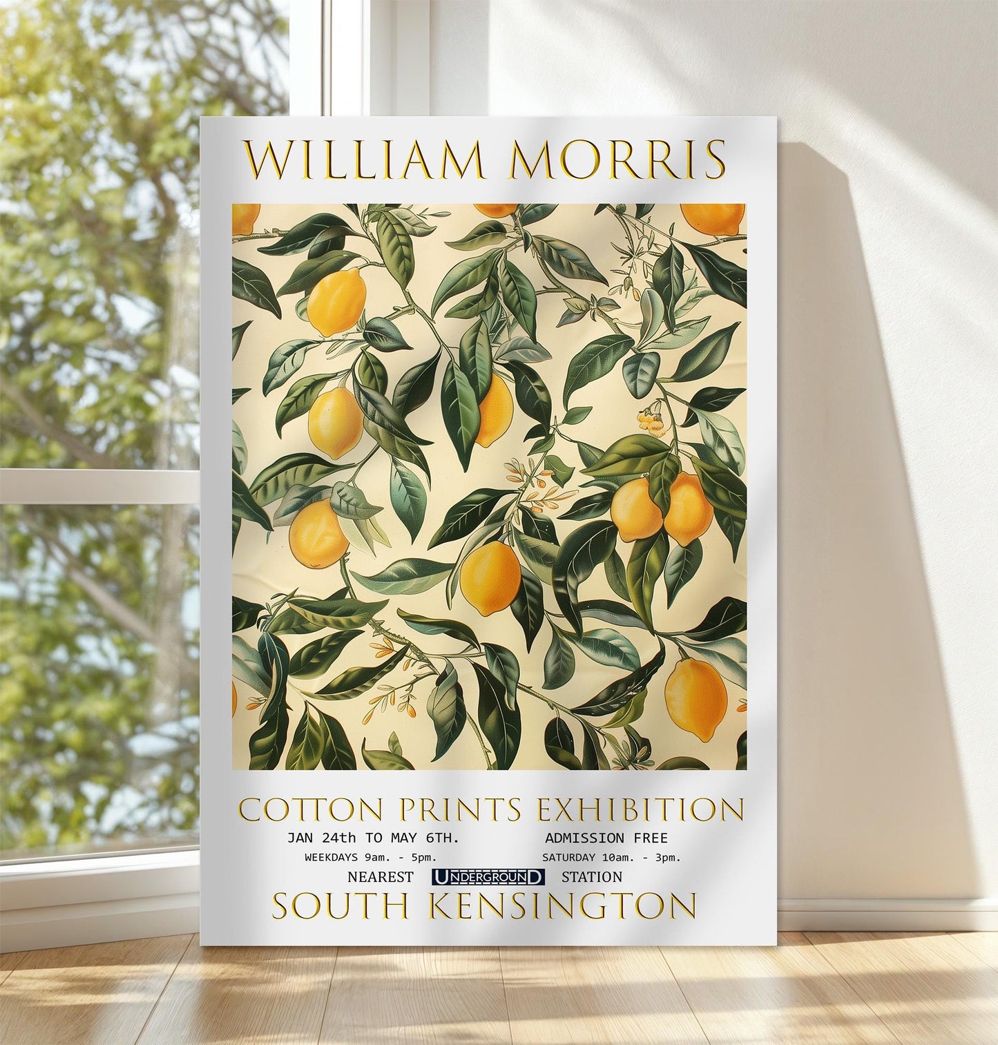 William Morris Canvas, William Morris Exhibition Print, William Morris Print, Textiles Canvas, Floral Wall Art, Lemon Tree Canvas Art Print