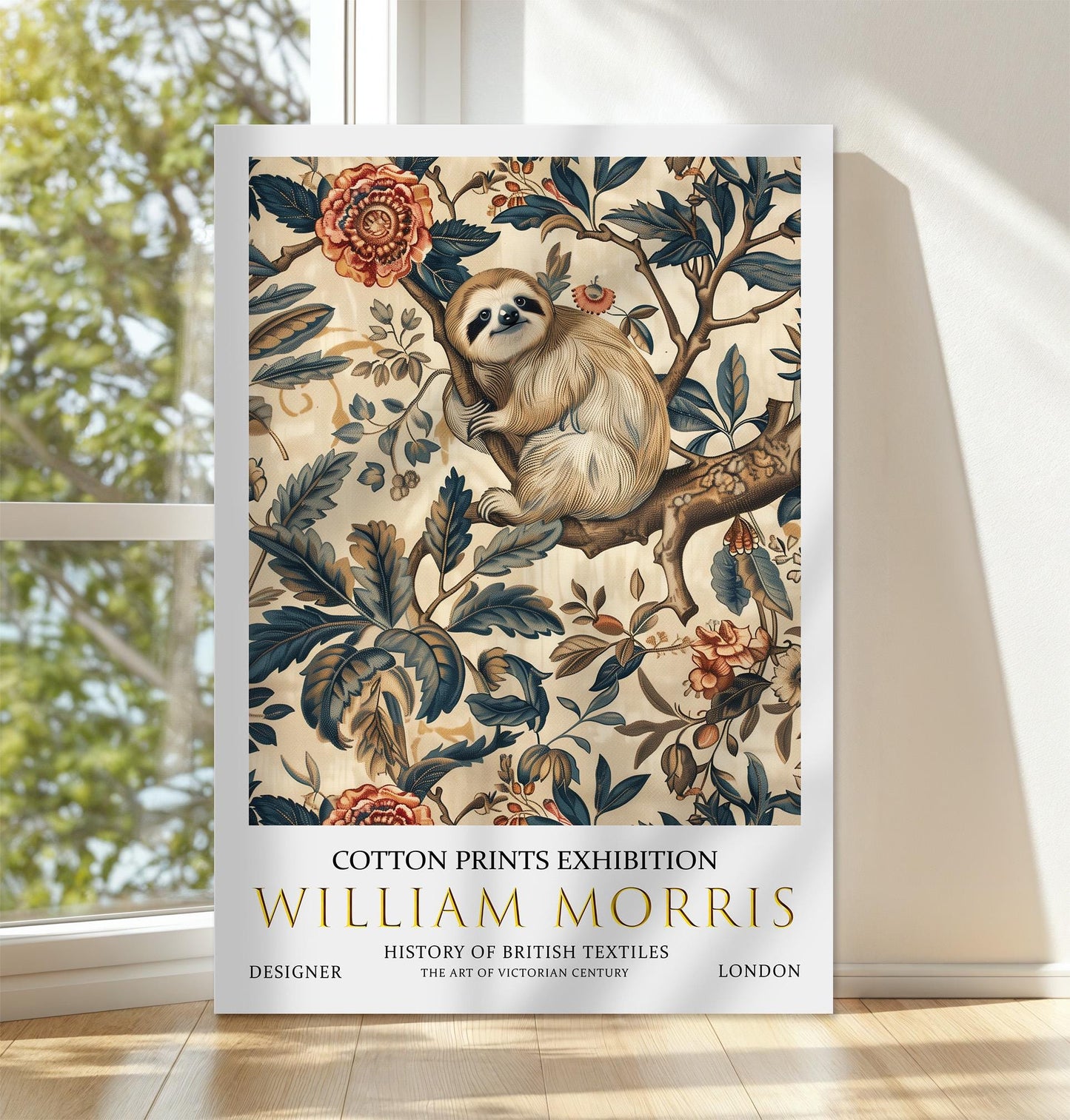 William Morris Canvas, William Morris Exhibition Print on Canvas, William Morris Print, Textile Canvas, Floral Wall Art, Sloth Canvas