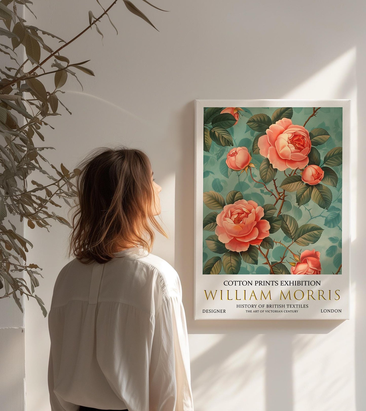 William Morris Canvas, William Morris Exhibition Print on Canvas, William Morris Print, Textile Canvas, Floral Wall Art, Roses Canvas