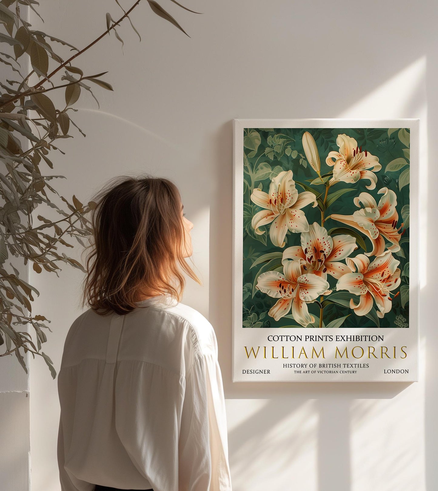 William Morris Canvas, William Morris Exhibition Print on Canvas, William Morris Print, Textile Canvas, Floral Wall Art, Lilies Canvas