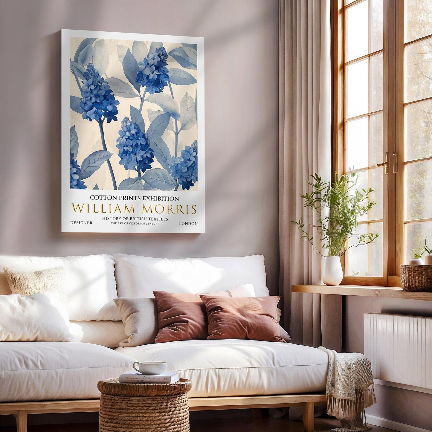 William Morris Canvas, William Morris Exhibition Print on Canvas, William Morris Print, Floral Canvas, Textiles Wall Art, Hyacinth Canvas