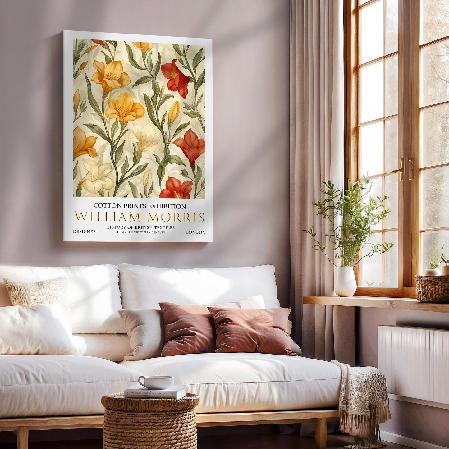 William Morris Canvas, William Morris Exhibition Print on Canvas, William Morris Print, Floral Canvas, Textiles Wall Art, Flowers Canvas