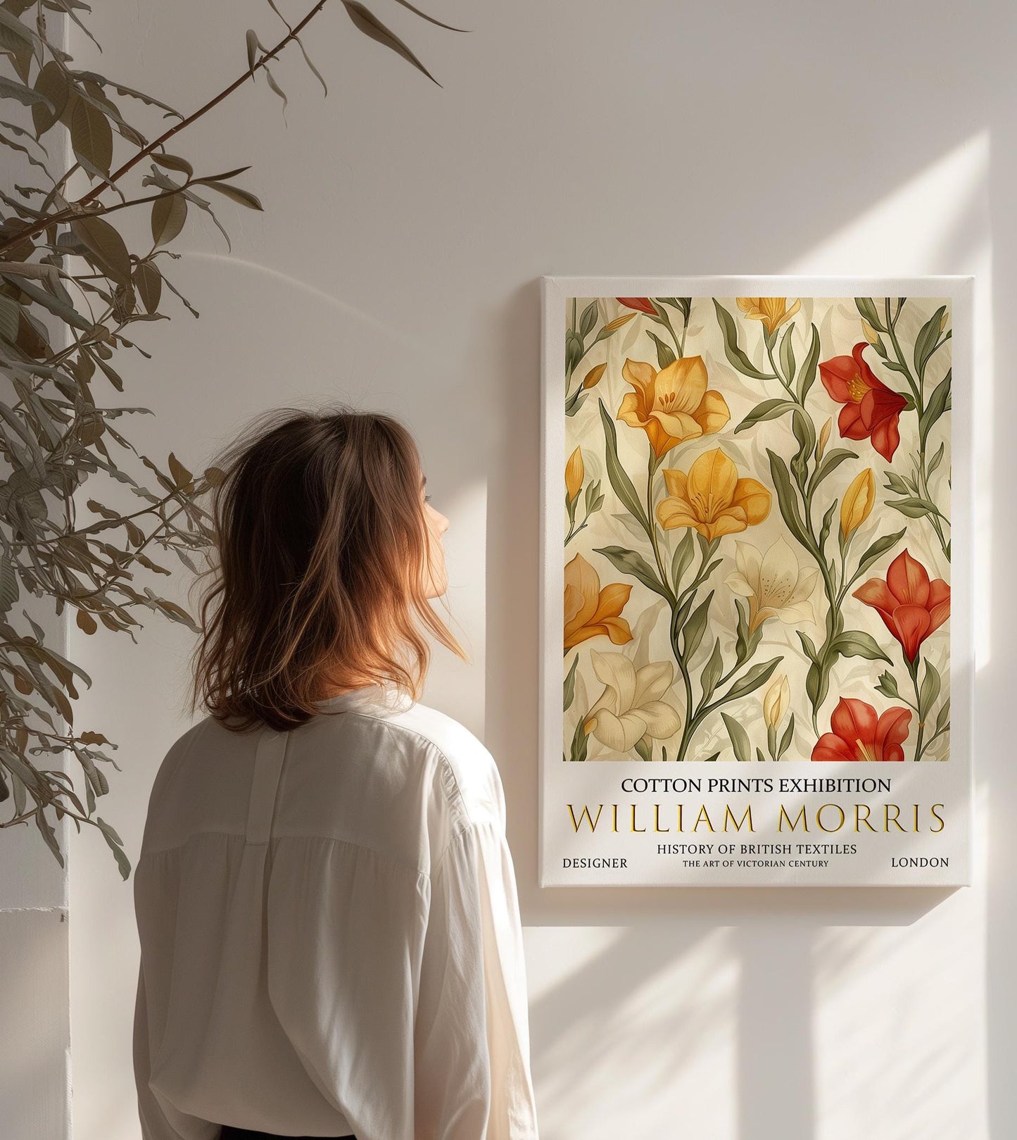 William Morris Canvas, William Morris Exhibition Print on Canvas, William Morris Print, Floral Canvas, Textiles Wall Art, Flowers Canvas