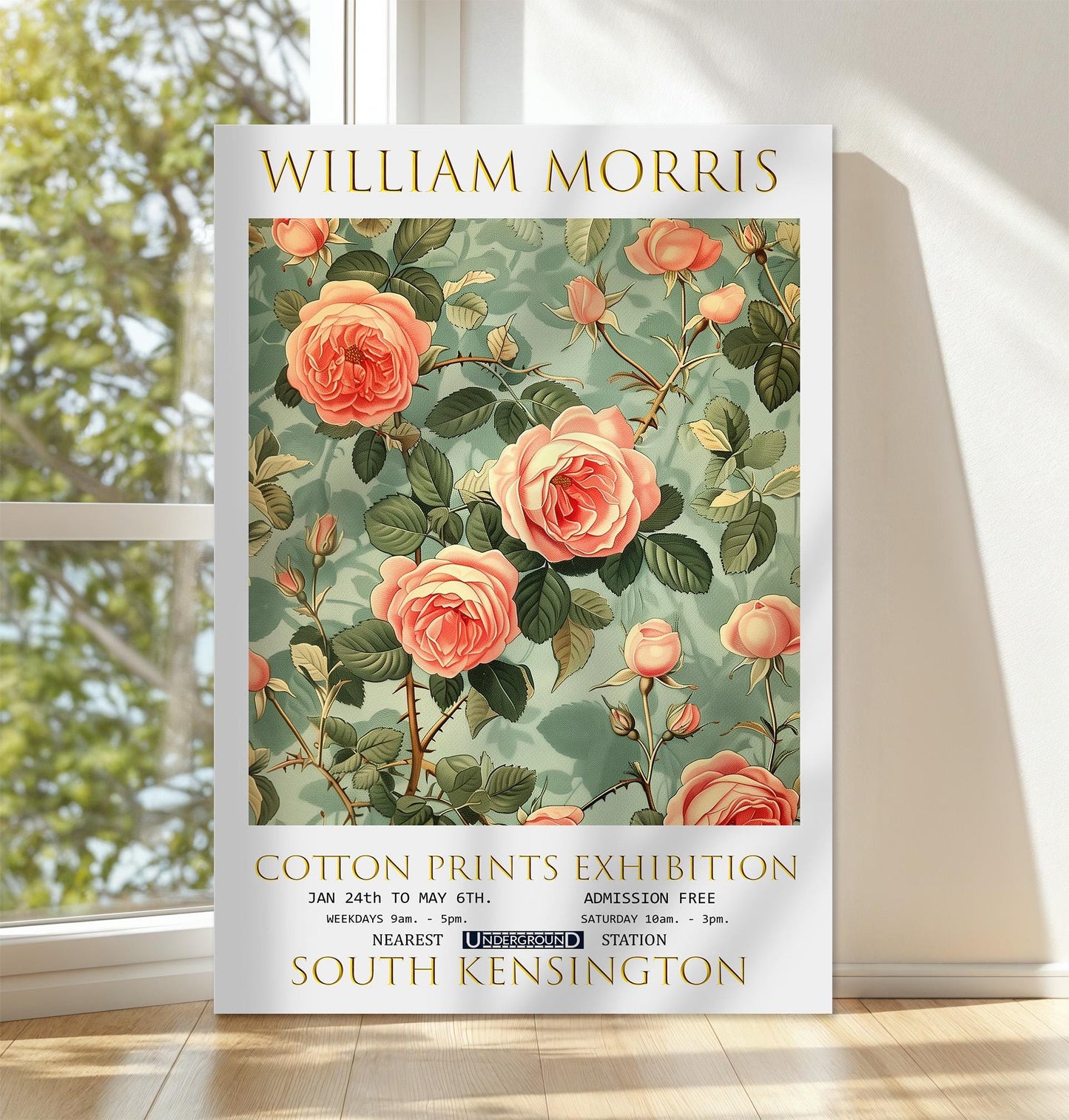 William Morris Canvas, William Morris Exhibition Print, William Morris Print, Textile Canvas Art, Floral Wall Art, Roses Canvas