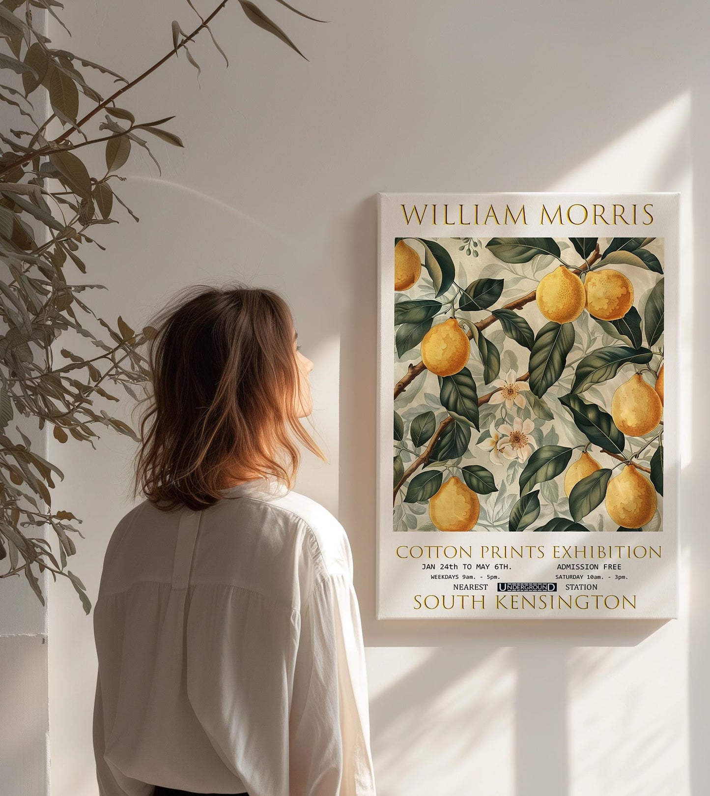 William Morris Canvas, William Morris Exhibition Print, William Morris Print, Textile Canvas Art, Floral Wall Art, Lemon Tree Canvas