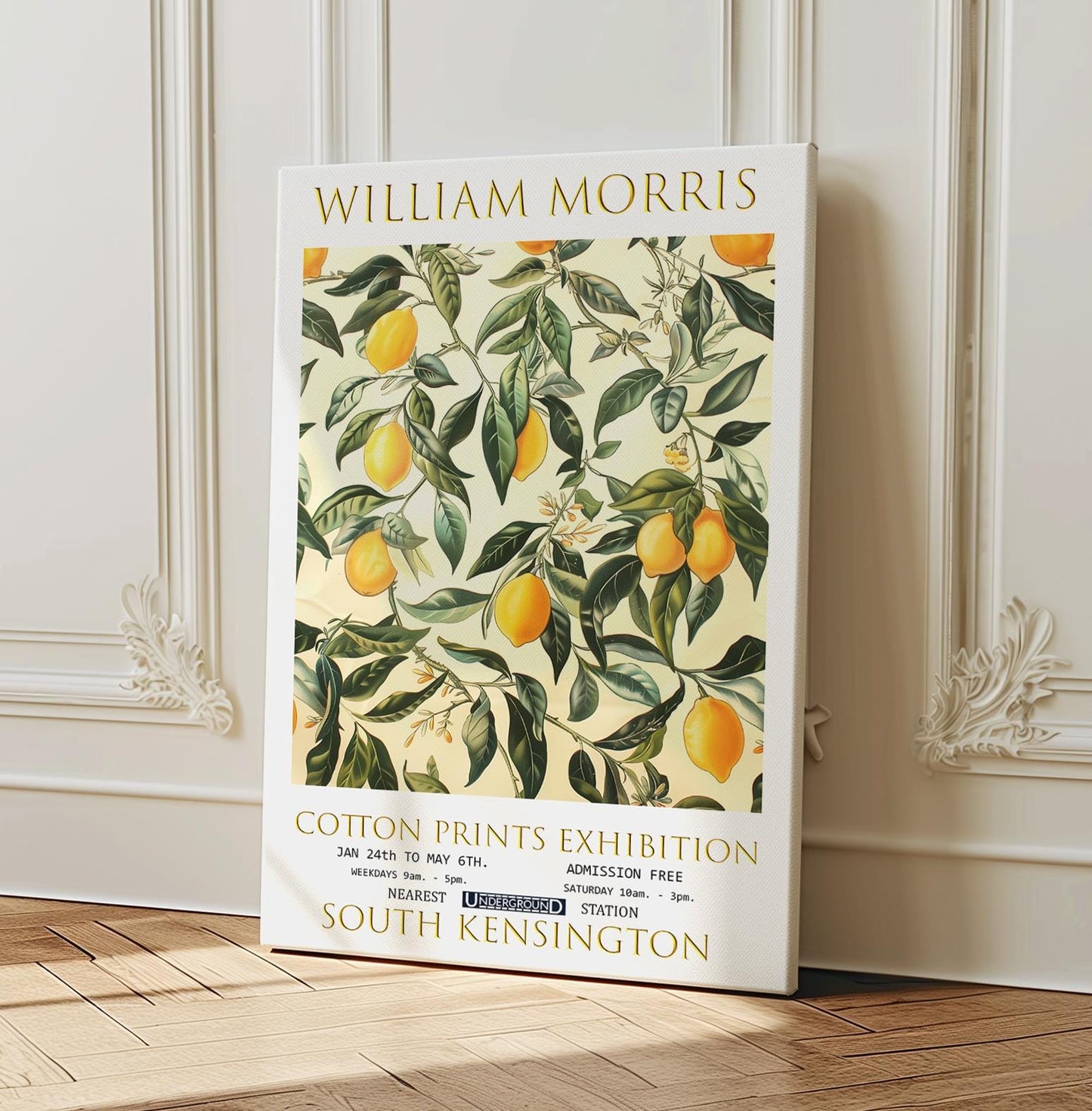 William Morris Canvas, William Morris Exhibition Print, William Morris Print, Textiles Canvas, Floral Wall Art, Lemon Tree Canvas Art Print