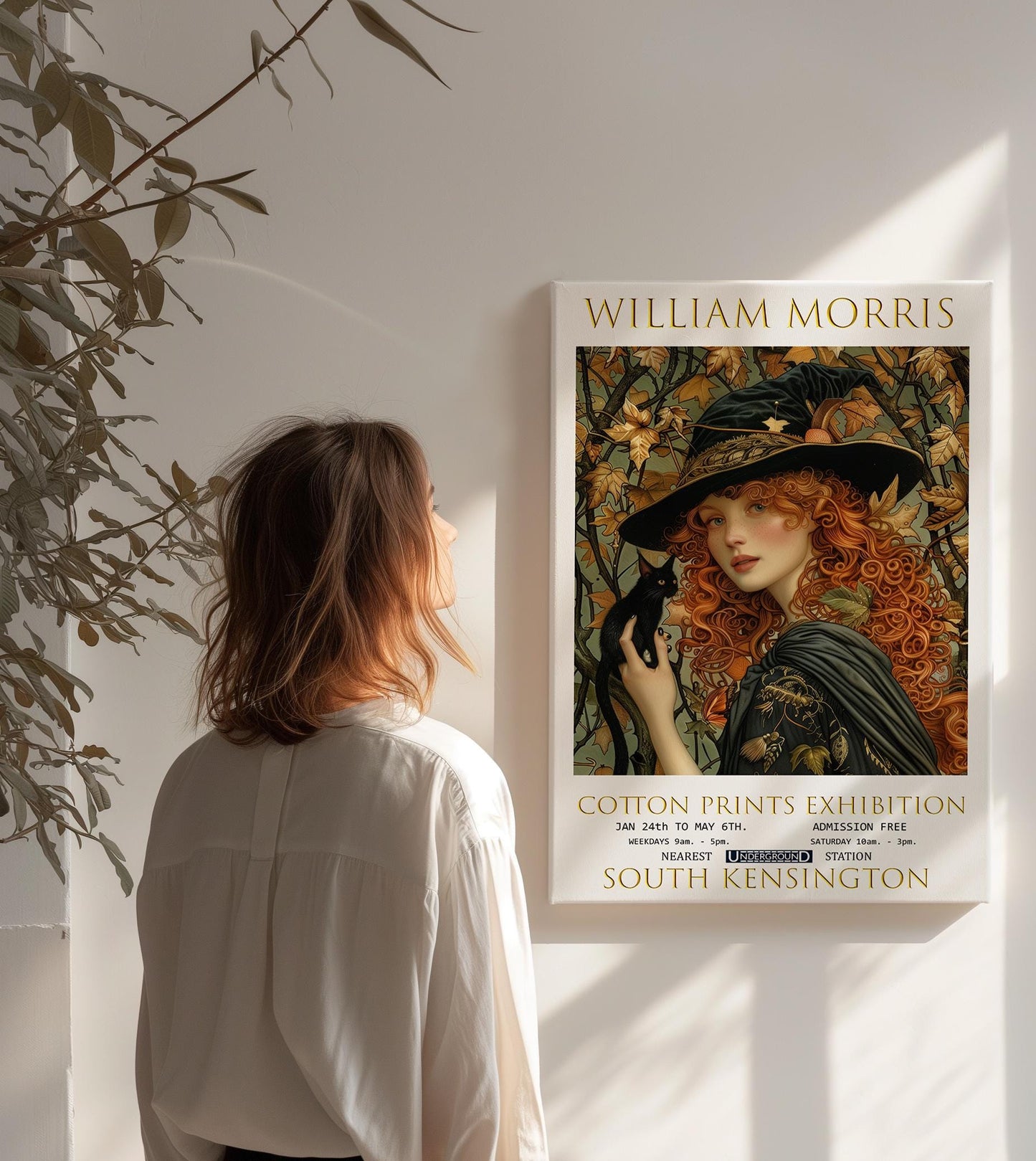 William Morris Canvas, William Morris Exhibition Poster, William Morris Print, Textiles Canvas, Floral Wall Art, Gothic Decor, Witch Canvas