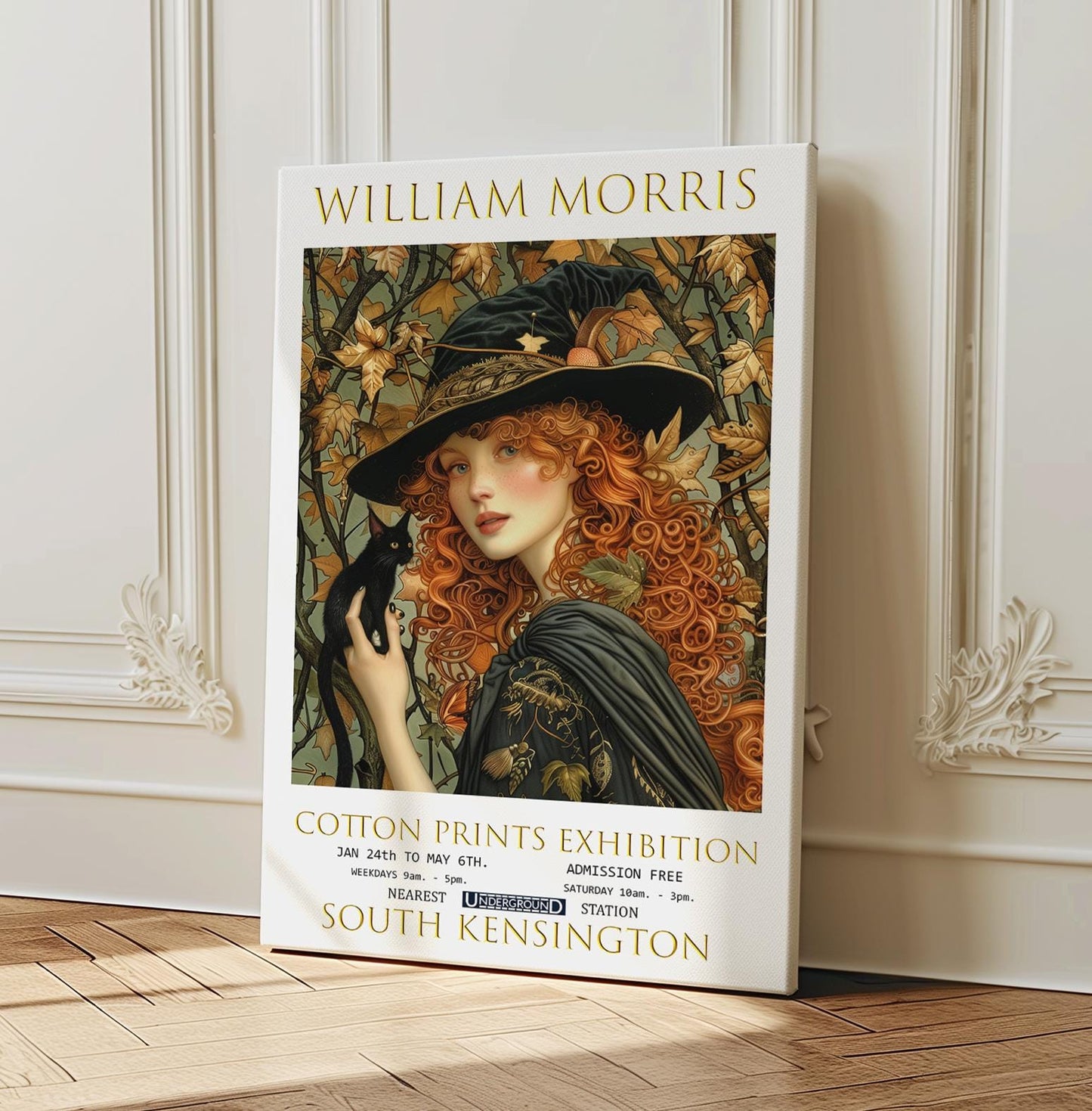 William Morris Canvas, William Morris Exhibition Poster, William Morris Print, Textiles Canvas, Floral Wall Art, Gothic Decor, Witch Canvas
