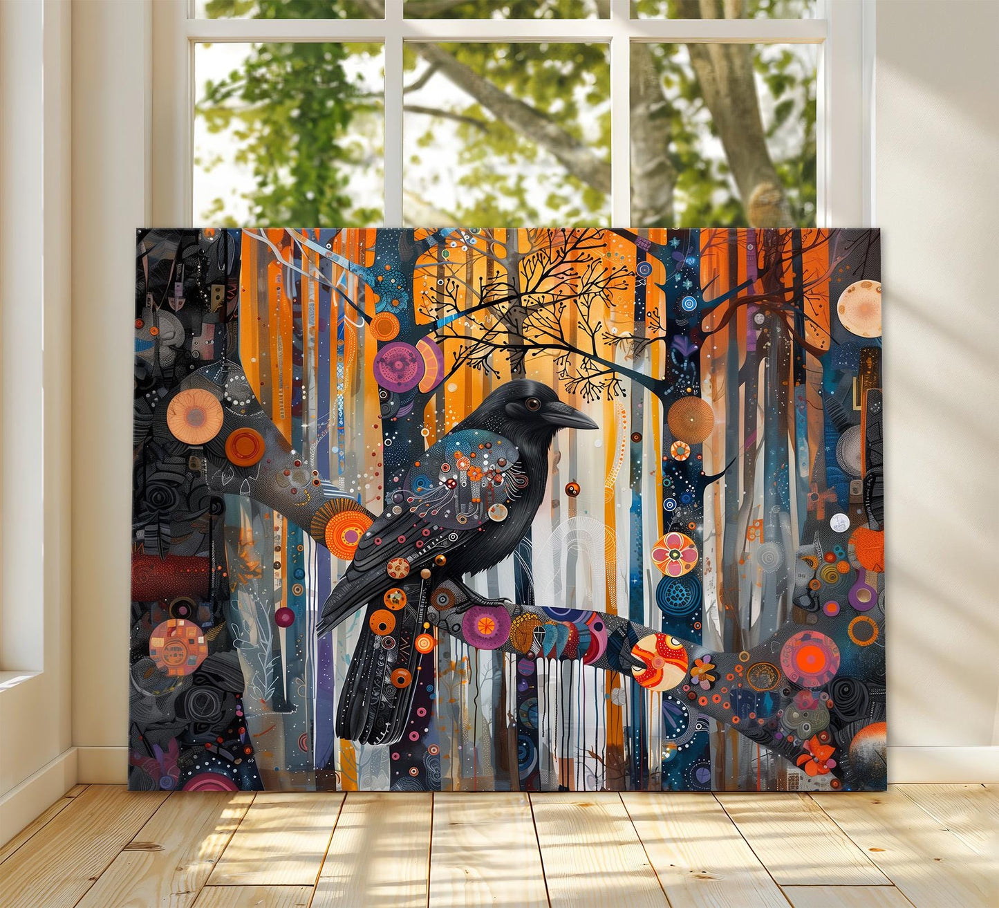 Gustav Klimt Crow Canvas Wall Art, Gustav Klimt Exhibition Print, Gustav Klimt Print, Floral Art, Gustav Klimt Painting, Vintage Wall Art