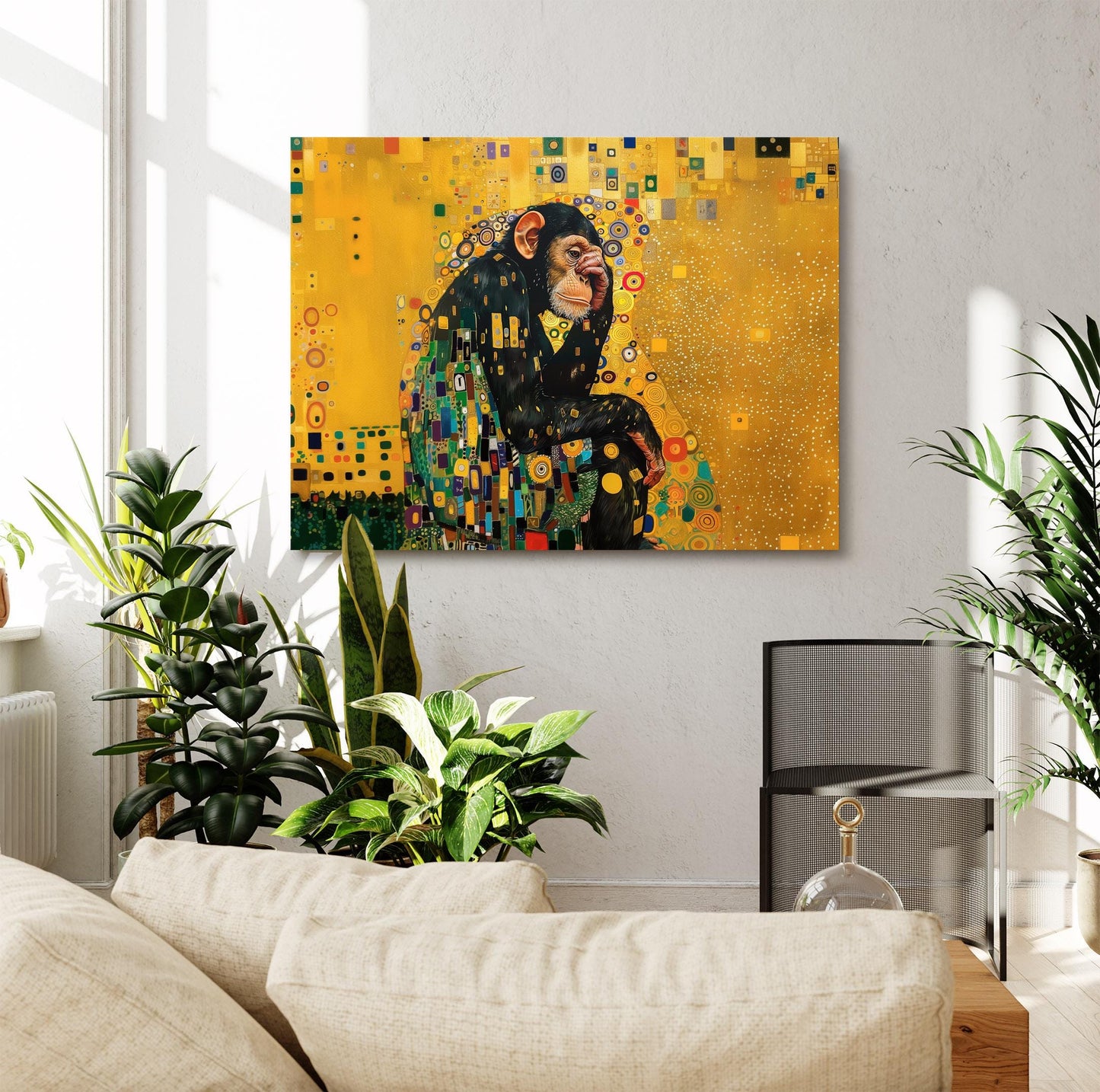 Gustav Klimt Chimpanzee Canvas, Gustav Klimt Exhibition Print, Gustav Klimt Print, Floral Poster, Flower Garden Art, Botanical Wall Art