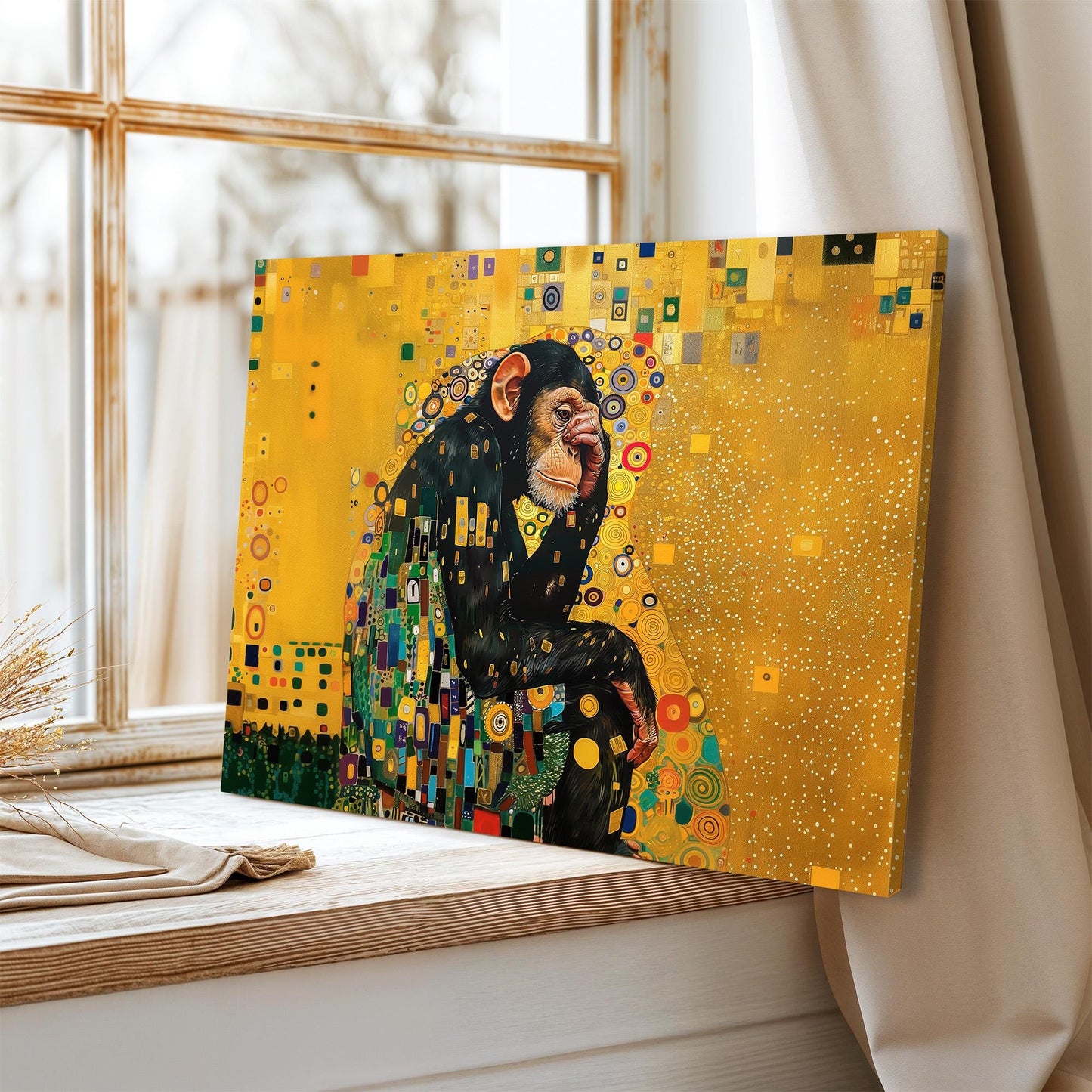 Gustav Klimt Chimpanzee Canvas, Gustav Klimt Exhibition Print, Gustav Klimt Print, Floral Poster, Flower Garden Art, Botanical Wall Art