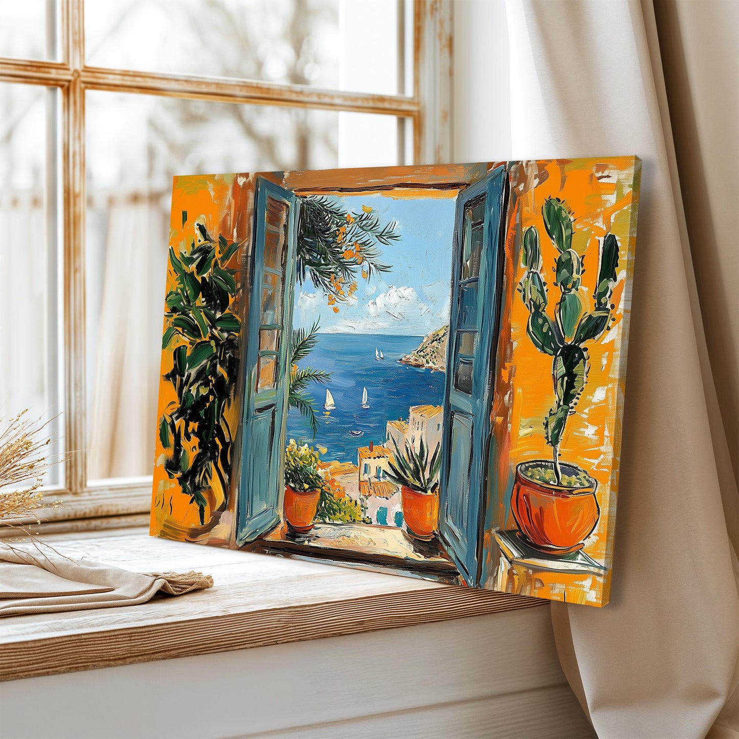 Open Window Henri Matisse Canvas, Henri Matisse Style Fauvism Painting, Modern Exhibition Print, Mediterranean Sea, Retro Vintage Poster