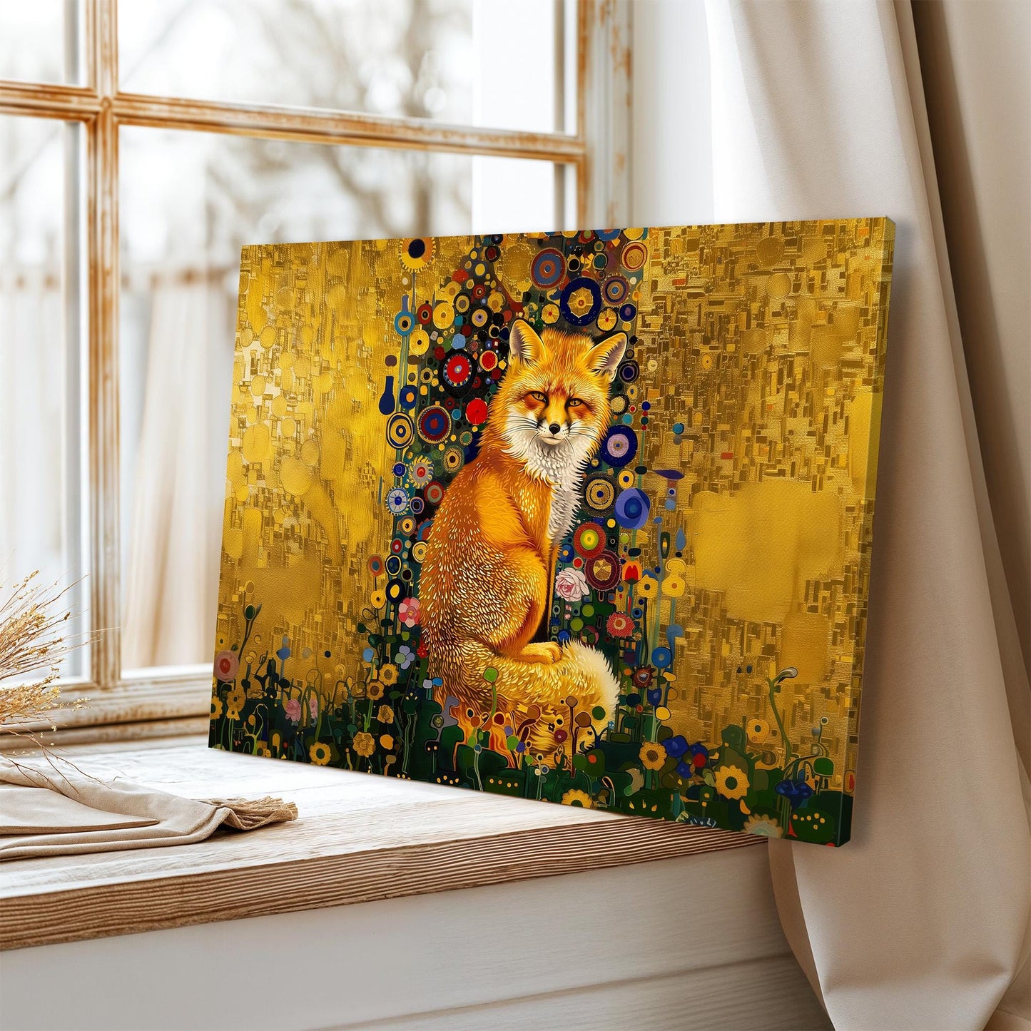 Gustav Klimt Fox Canvas, Gustav Klimt Exhibition Print, Gustav Klimt Print, Floral Poster, Flower Garden Art, Botanical Wall Art