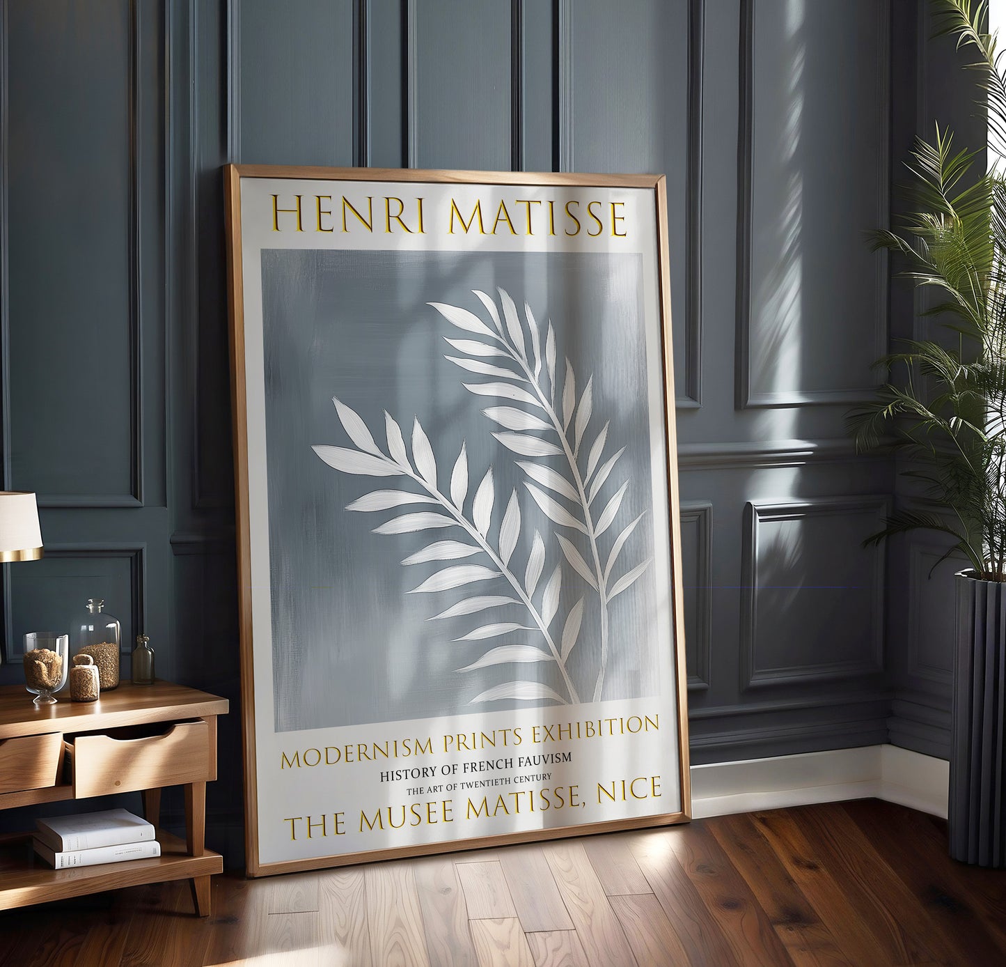 Matisse Print, Henri Matisse Exhibition Poster, Palm Leaves Grey Wall Art Decor