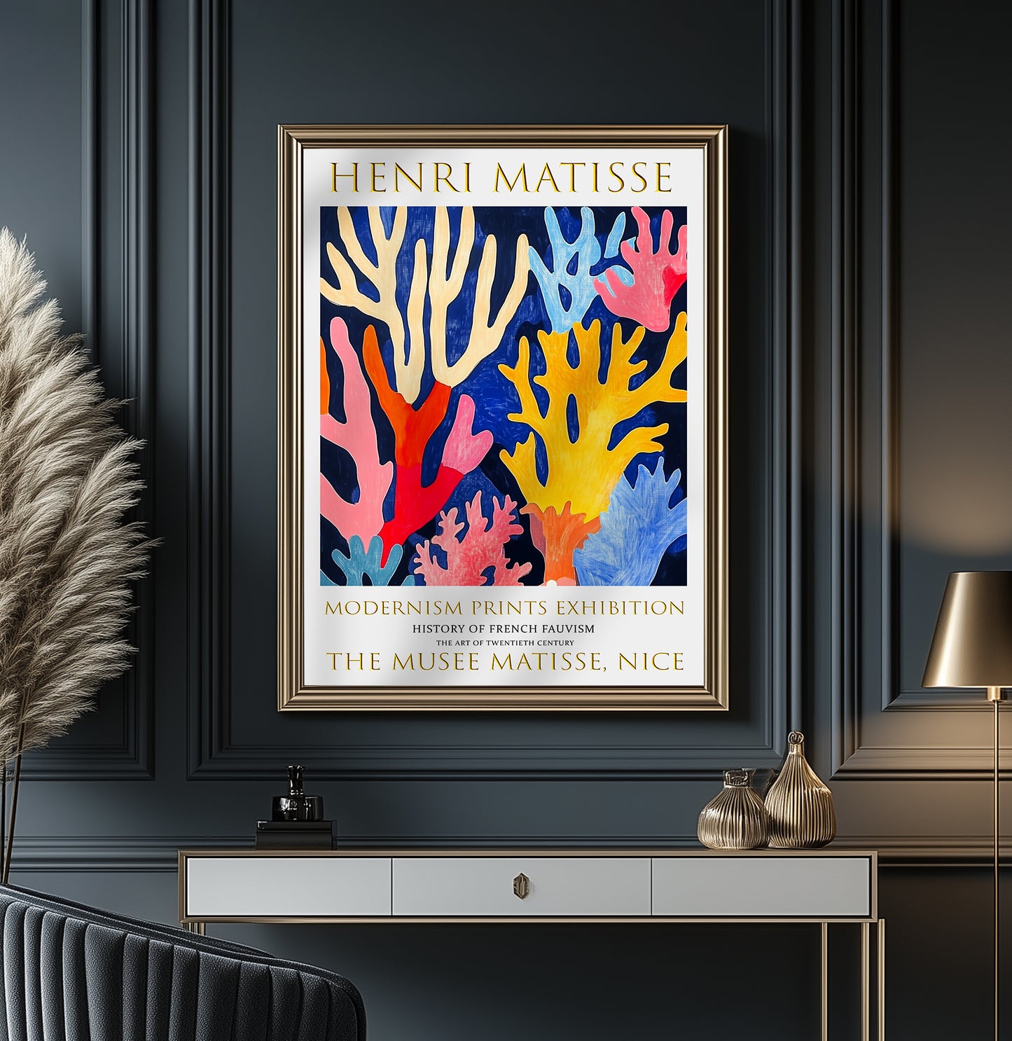 Matisse Print, Henri Matisse Exhibition Poster, Colourful Coral Wall Art Decor