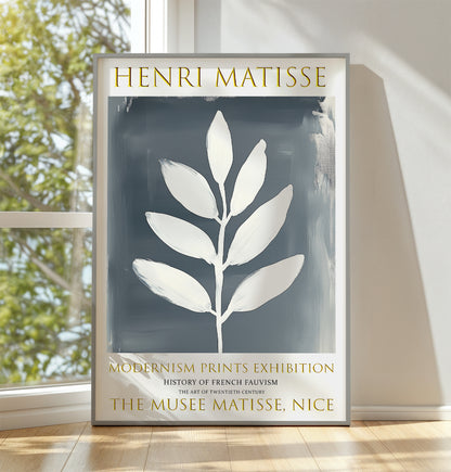 Matisse Print, Henri Matisse Exhibition Poster, Leaf Grey Wall Art Painting