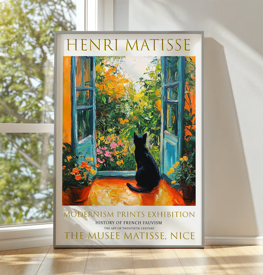 Open Window Henri Matisse Print, Henri Matisse Cat Poster, French Exhibition Wall Art Picture
