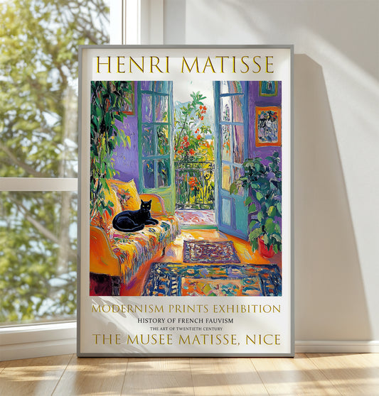 Balcony View Henri Matisse Print, Museum Exhibition Prints, Matisse Poster, Summer Garden Painting, Fauvist Art, Cat Wall Print