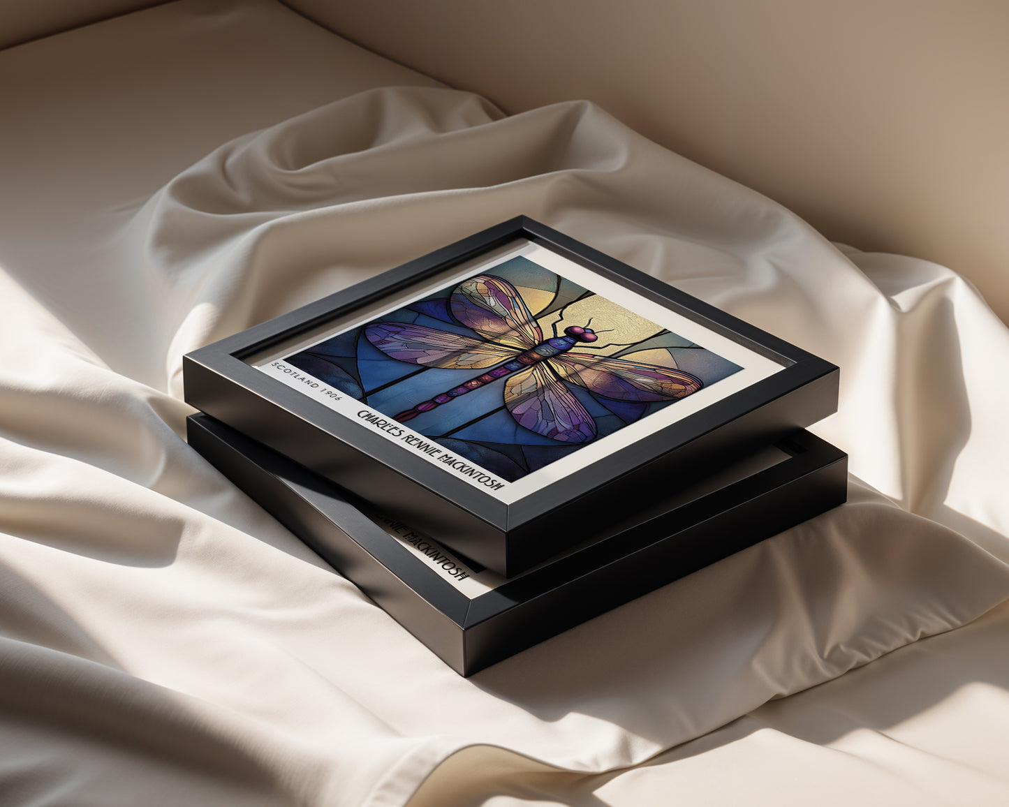Charles Rennie Mackintosh Stained Glass Dragonfly Print – Art Nouveau Wall Art - Art Deco Decor - Inspired Poster Print