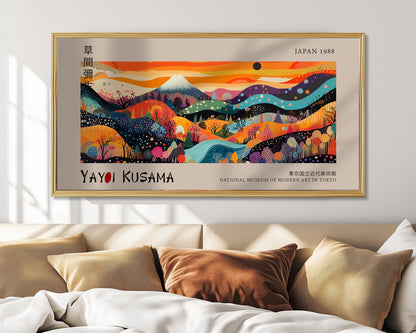 Japanese Panoramic Print, Yayoi Kusama Exhibition Poster, Yayoi Kusama Print, Japanese Mountain Landscape, Asian Art, Abstract Wall Art, Japandi Decor