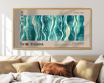 Yayoi Kusama Panoramic Print - Oceanic Dreamscape Polka Dots, Japanese Wall Art, Modern Abstract Wall Decor, Exhibition