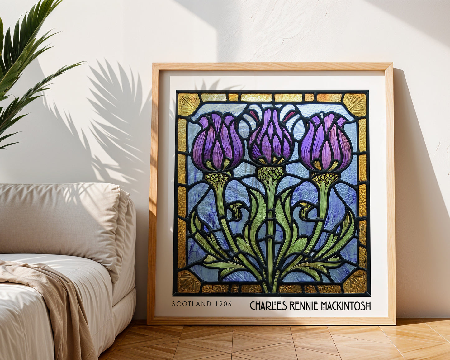 Charles Rennie Mackintosh Stained Glass Thistle Print – Art Nouveau Wall Art - Art Deco Decor - Inspired Poster Print
