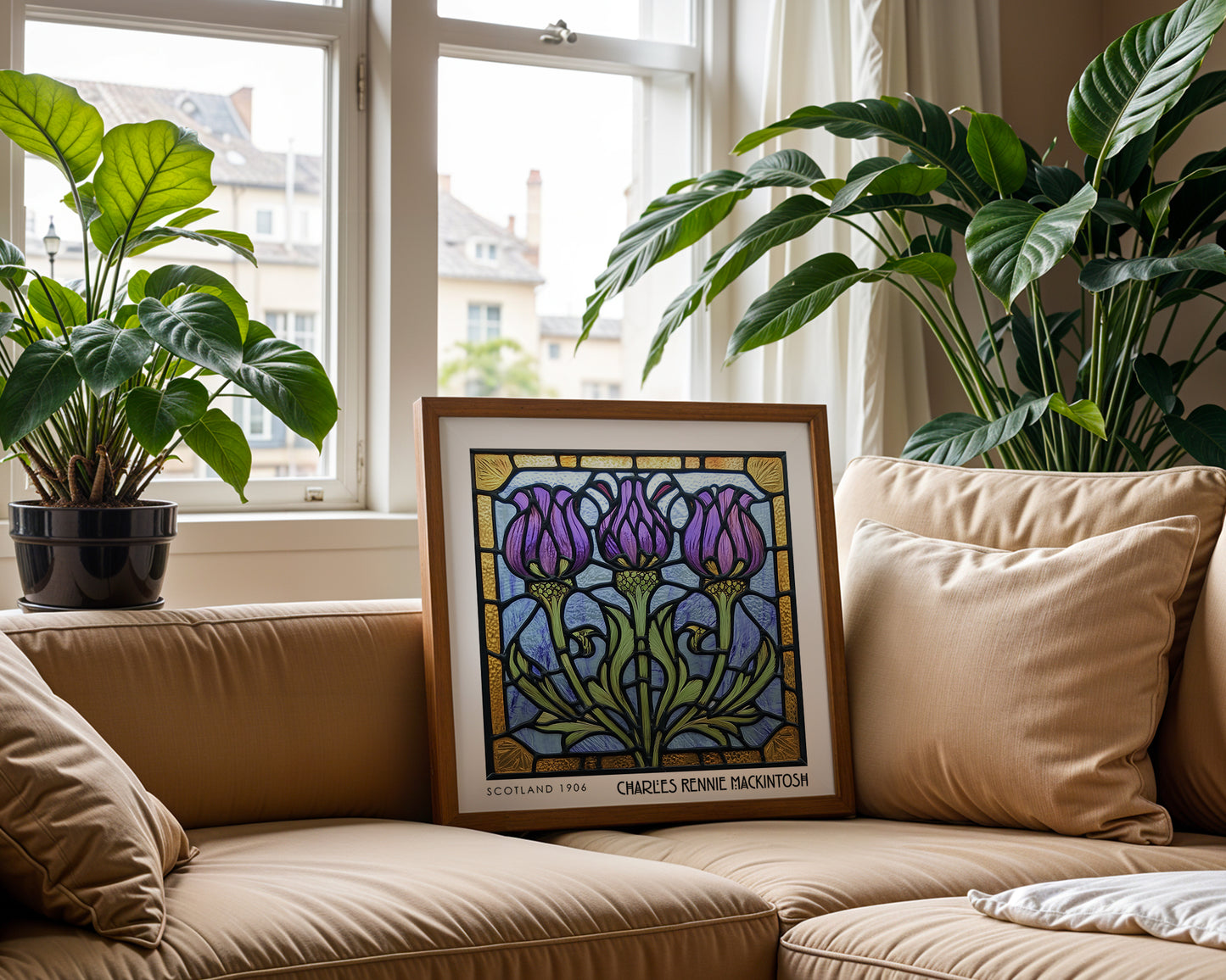Charles Rennie Mackintosh Stained Glass Thistle Print – Art Nouveau Wall Art - Art Deco Decor - Inspired Poster Print
