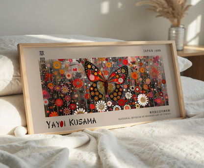 Yayoi Kusama Panoramic Print - Butterfly, Japanese Poster, Modern Wall Art, Floral Wall Decor, Abstract Art