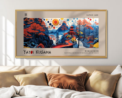 Yayoi Kusama Japanese Art Print, Panoramic Landscape Wall Decor, Abstract Poster, Modern Artwork, Colourful Wall Décor