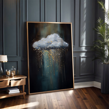 Cloud Wall Art · Moody Wall Art · Abstract Art Print · Minimalist Wall Art · Gold Drip Art · Maximalist Decor · Sky Wall Art · Rain Cloud Print