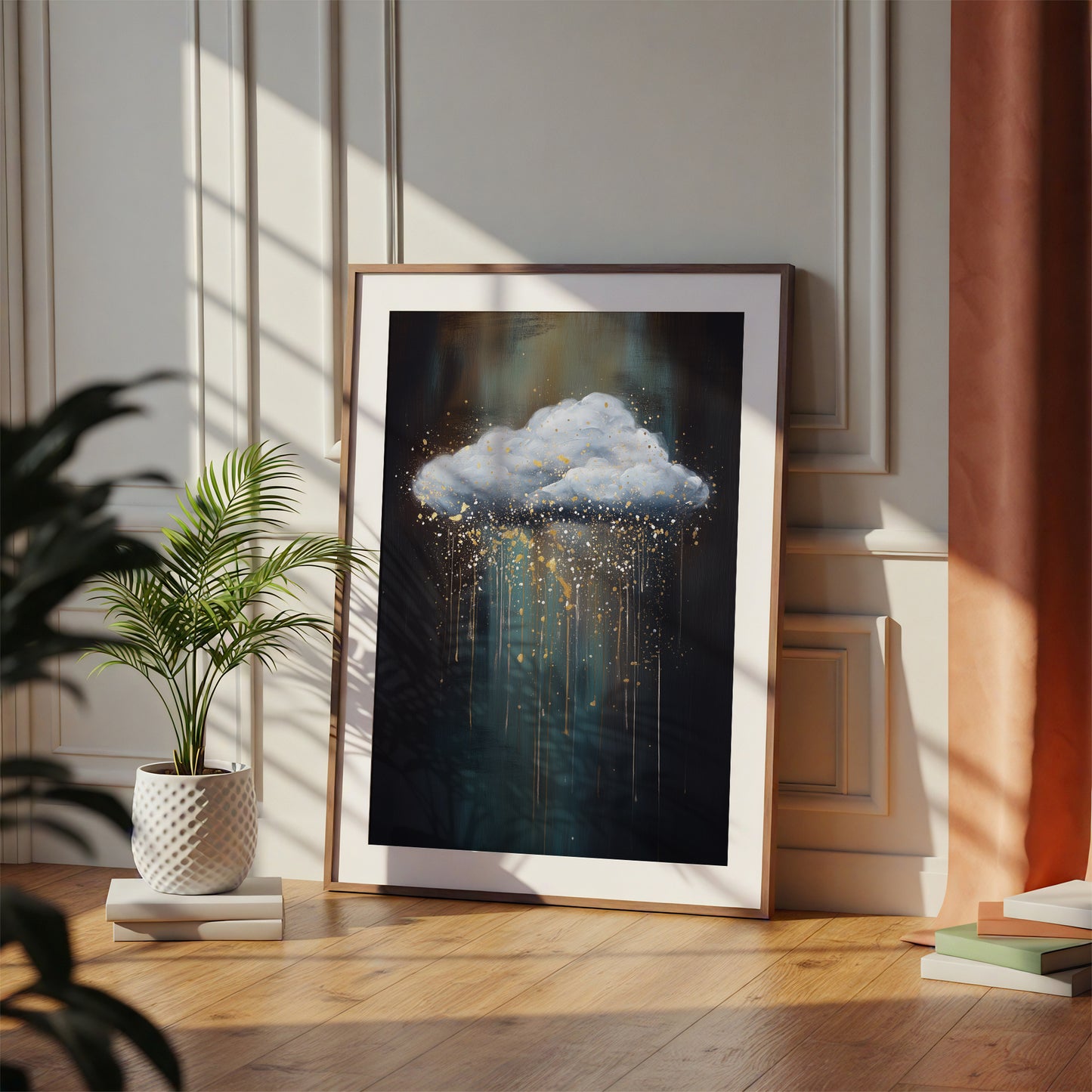 Cloud Wall Art · Moody Wall Art · Abstract Art Print · Minimalist Wall Art · Gold Drip Art · Maximalist Decor · Sky Wall Art · Rain Cloud Print