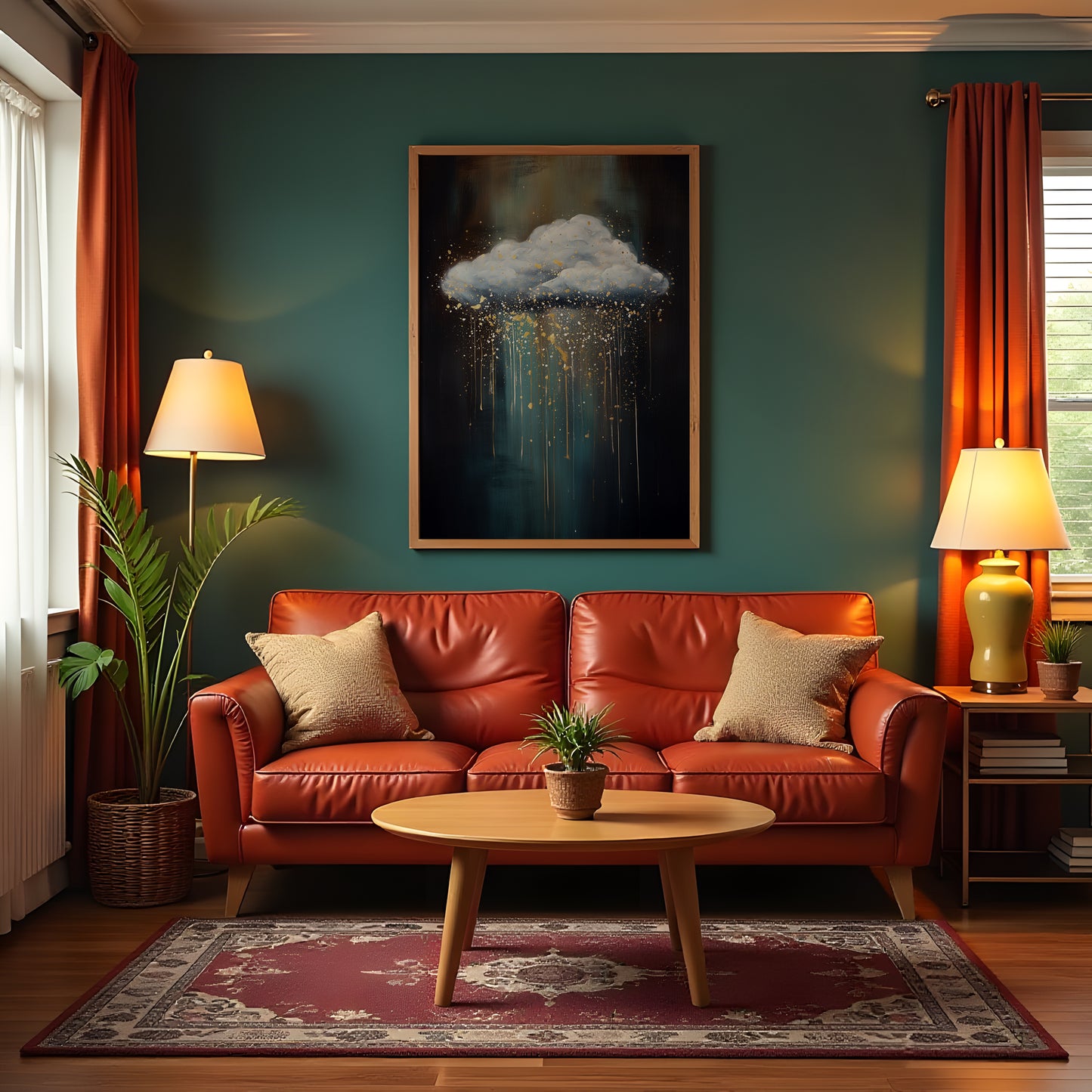 Cloud Wall Art · Moody Wall Art · Abstract Art Print · Minimalist Wall Art · Gold Drip Art · Maximalist Decor · Sky Wall Art · Rain Cloud Print
