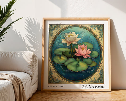Art Nouveau Print – Vintage French Wall Art - Classic Art Decor - Gallery Wall Print - Waterlilies Print