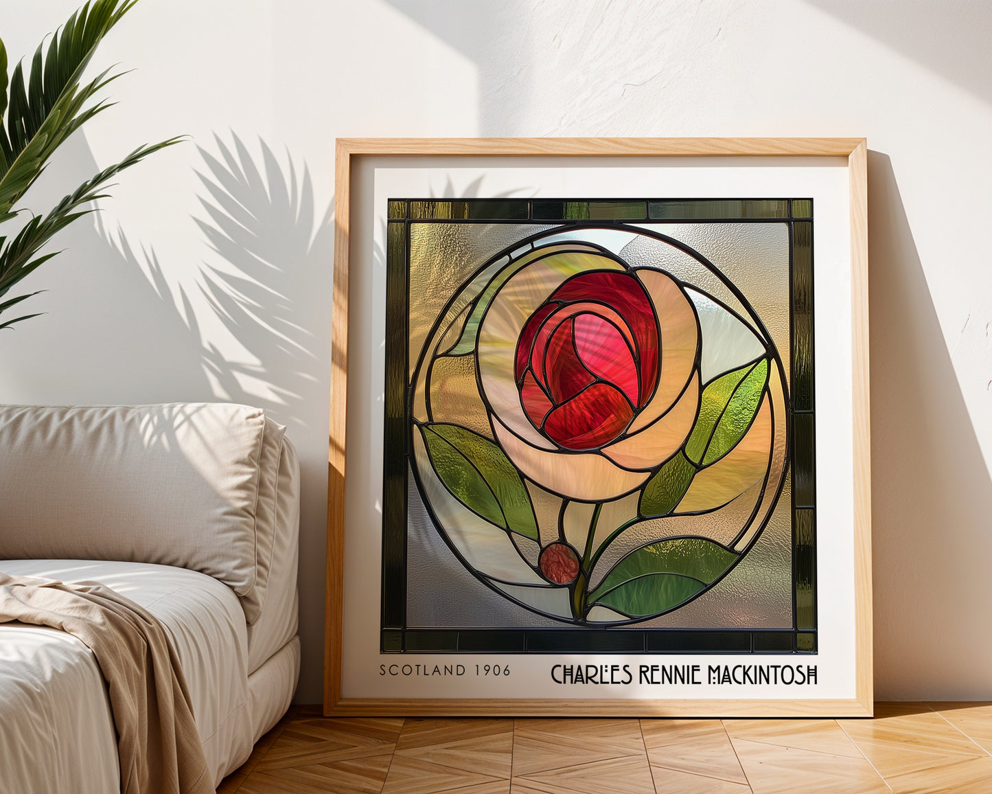 Charles Rennie Mackintosh Stained Glass Rose Print – Art Nouveau Wall Art - Art Deco Decor - Inspired Poster Print