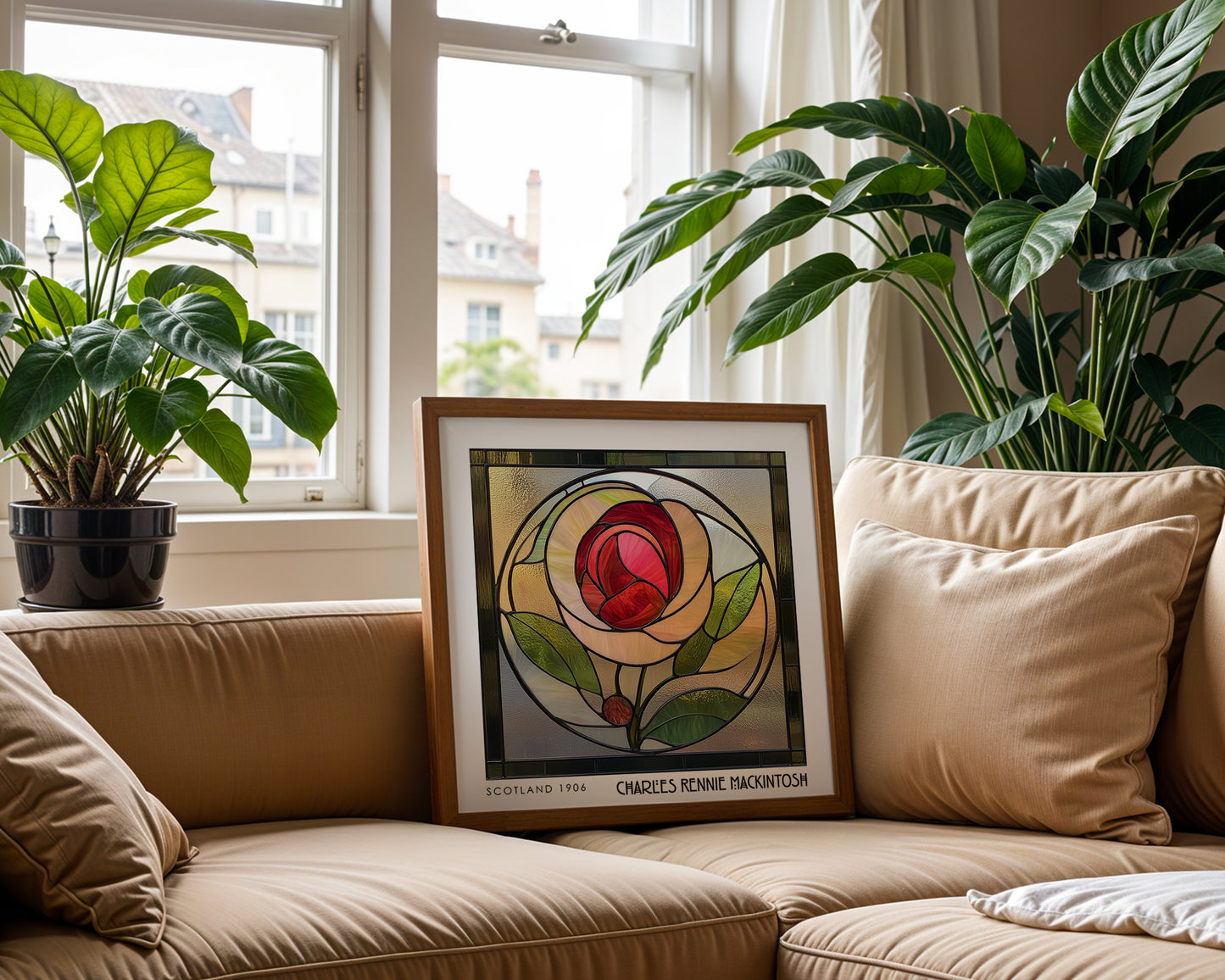 Charles Rennie Mackintosh Stained Glass Rose Print – Art Nouveau Wall Art - Art Deco Decor - Inspired Poster Print