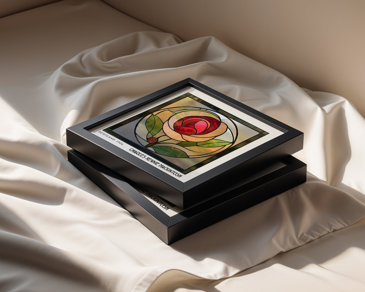 Charles Rennie Mackintosh Stained Glass Rose Print – Art Nouveau Wall Art - Art Deco Decor - Inspired Poster Print