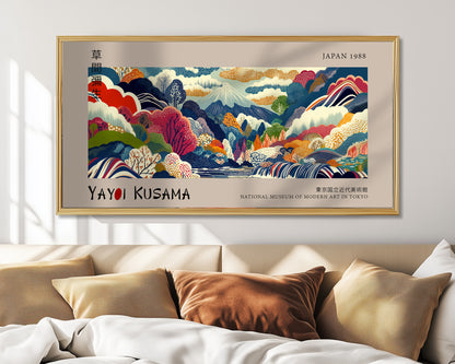 Japanese Art Print, Panoramic Wall Art, Vibrant Landscape, Modern Home Decor, Mountain Artwork, Asian Poster, Exhibition Art Print