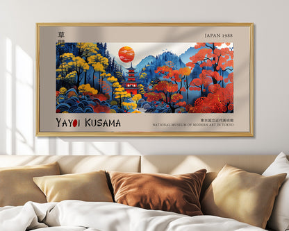 Panoramic Wall Art, Japanese Art Print, Colourful Landscape, Modern Home Decor, Mountain Scene, Abstract Wall Print