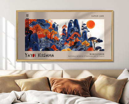 Japanese Landscape Art, Panoramic Wall Print, Vibrant Nature, Modern Home Decor, Mountain Scene Abstract Wall Art