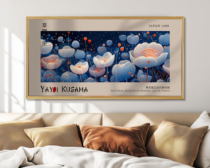 Japanese Floral Print, Blue and White Flowers Wall Art, Modern Wall Décor For Bedroom, Home & Living Botanical Poster