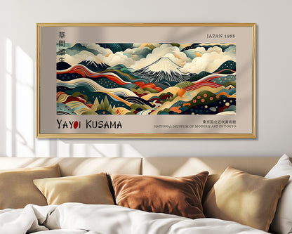 Yayoi Kusama Panoramic Print - Mountain Landscape, Japanese Wall Art, Modern Abstract Wall Decor, Exhibition Poster