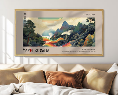 Yayoi Kusama Panoramic Print - Zen Forest Landscape, Japanese Wall Art, Modern Abstract Wall Decor, Exhibition Poster