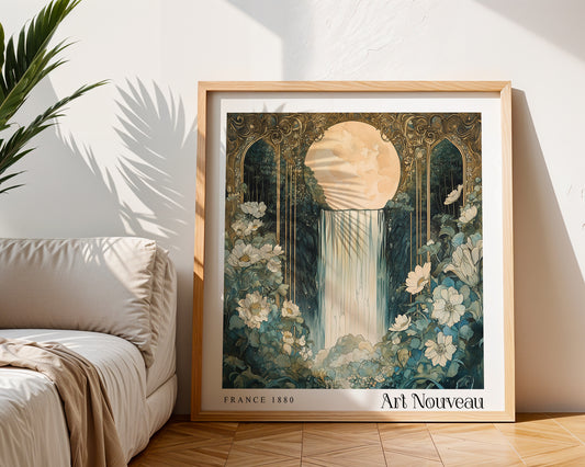 Art Nouveau Waterfall Print – Vintage French Wall Art - Classic Art Decor - Gallery Wall Poster