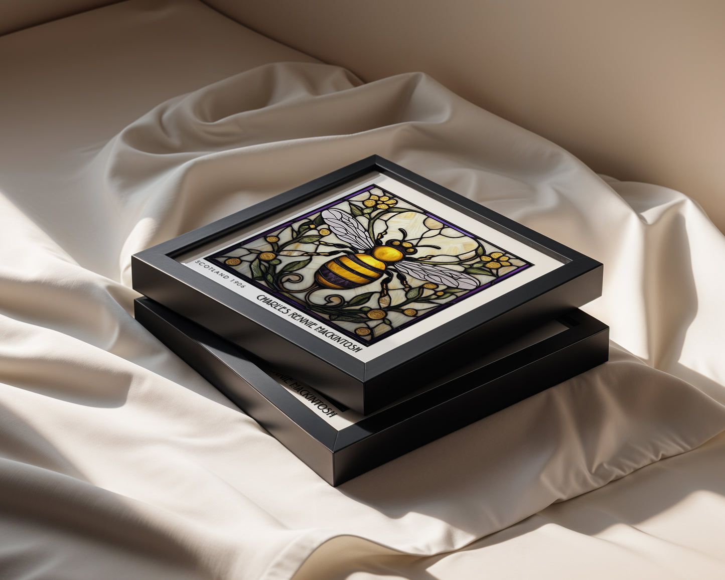 Charles Rennie Mackintosh Stained Glass Bee Print – Art Nouveau Wall Art - Art Deco Decor - Inspired Poster Print - Animal Poster
