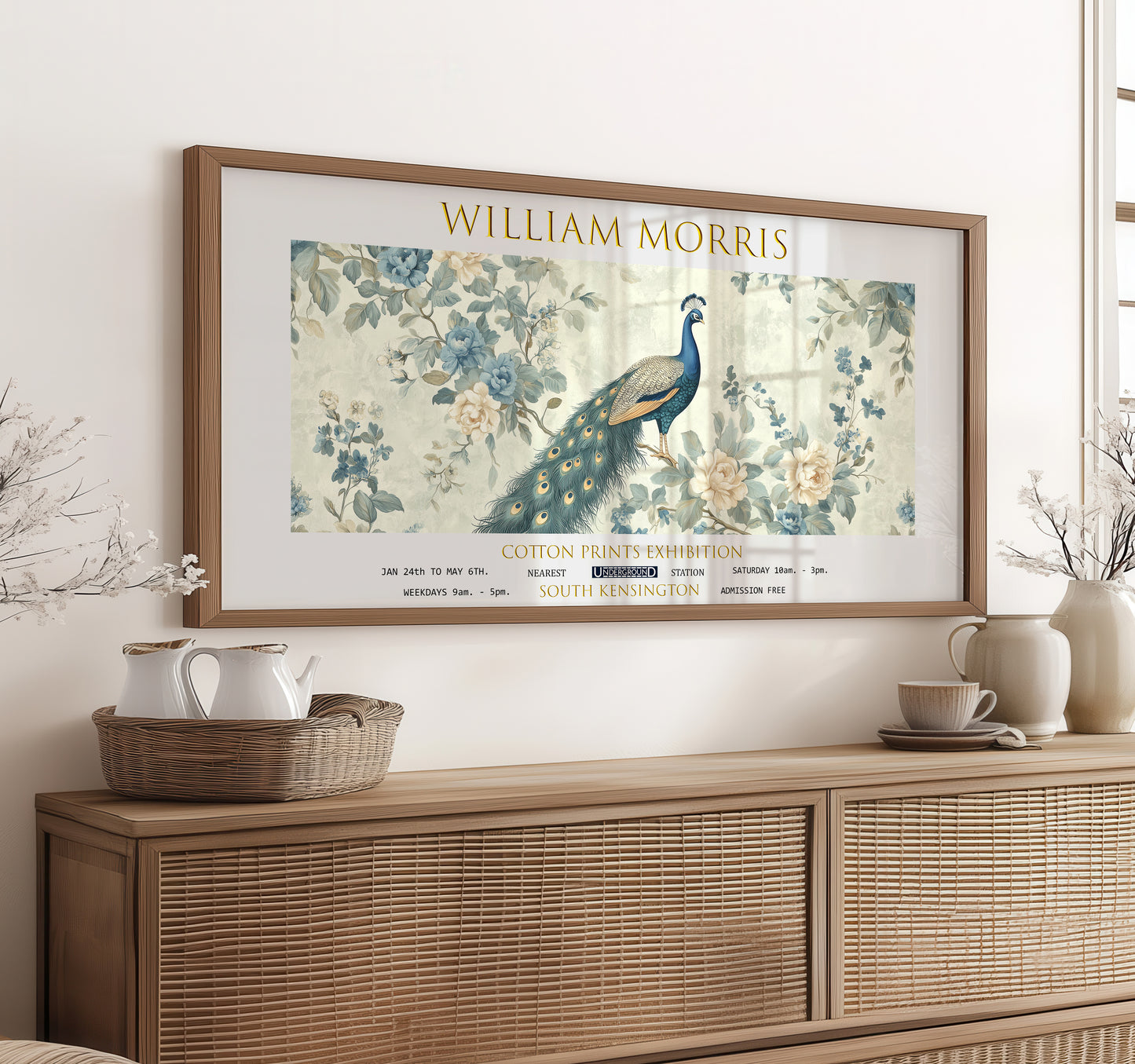William Morris Peacock Panoramic Print, William Morris Exhibition Print, William Morris Poster, Vintage Wall Art, Textiles Art, Green Art