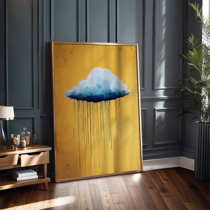 Rain Cloud Print ·Yellow Wall Art · Abstract Poster Print · Minimalist Wall Art · Maximalist Decor · Sky Wall Art · Fluffy Cloud Poster